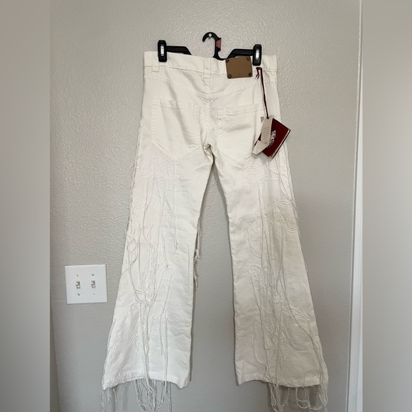 Dondup Brady White Flare Jeans Size 26 Embroidered Made in Italy NWT - Picture 7 of 8